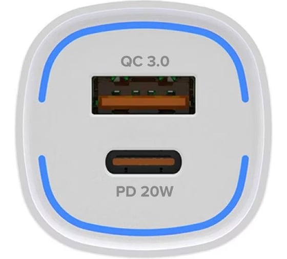 AЗУ PERO AC05 USB-A QC3.0 + USB-C PD, 38W, белое AС05WH