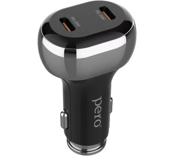 AЗУ PERO AC06 USB-C PD + USB-C PD, 50W, черное AС06BL 1
