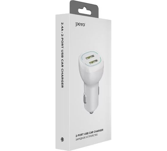 AЗУ PERO AC04 2USB 2.4A AUTOMAX белое AС04OCW