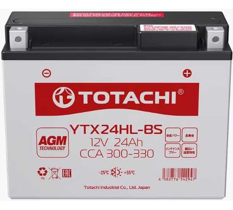 Аккумуляторная батарея Totachi MOTO YTX24HL-BS 24 а/ч R AGM 92124