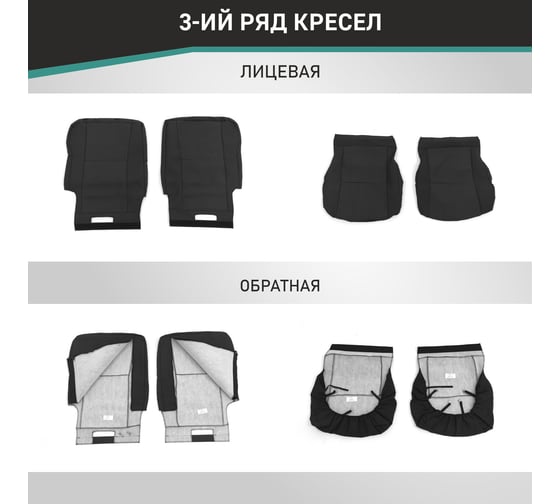 Чехлы на сиденья Defly Toyota Sienta (XP170) 07.2015-07.2022, спинка 2-го ряда 50/50, без подлокотника, 7 мест, экокожа черная Ty72-7-2K