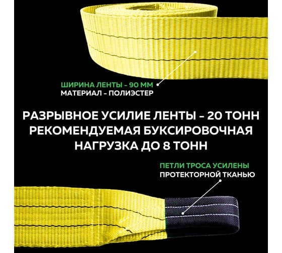 Трос автомобильный BRUTAL 20 тонн 6 метров с шаклами AVTS005