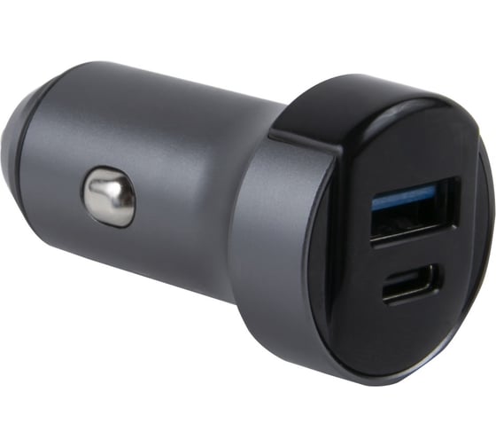 Автомобильное зарядное устройство Red Line Tech АС-19 USB QС 3.0, 18 В, Type-C, PD модель, 3 A, серый УТ000018617