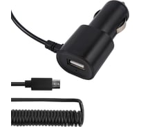Автомобильное зарядное устройство Red Line Tech AC-1A 1 USB, 1 A, встроенный кабель micro USB, черный Т000021136