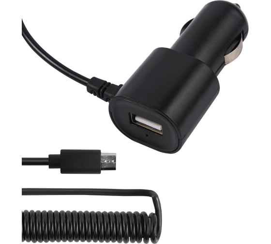 Автомобильное зарядное устройство Red Line Tech AC-1A 1 USB, 1 A, встроенный кабель micro USB, черный Т000021136 1