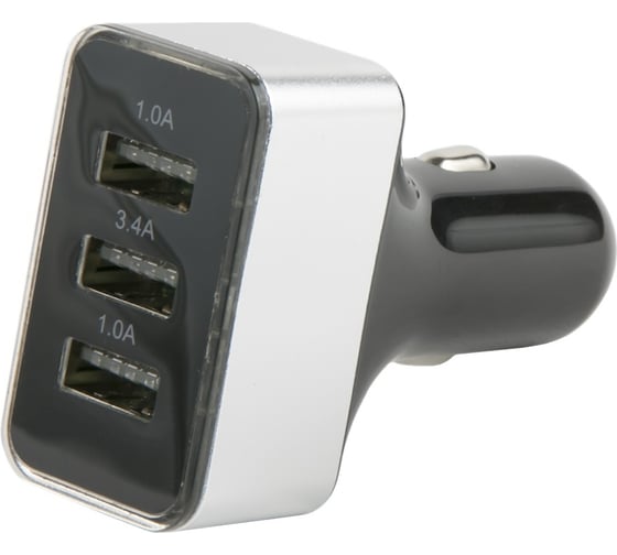 Автомобильное зарядное устройство Red Line Tech АС-13 lite 3 USB, 1 A, серебристый УТ000023702 1