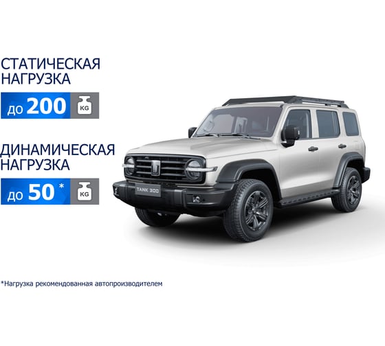 Багажник на крышу автомобиля Rival для Tank 300 23-, алюминий 6 мм, разборный, с крепежом T.4801.1