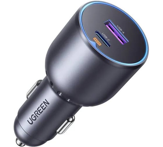 Автомобильное зарядное устройство EC701 63W 2-Port USB-C PD и USB-A w/o Cable Fast Car Charger без кабеля. Цвет: серый Ugreen 35023_