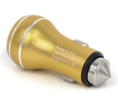 Автомобильное зарядное устройство BYZ 2хUSB-А, 2.4 А, золотой 23750-YL-812GL