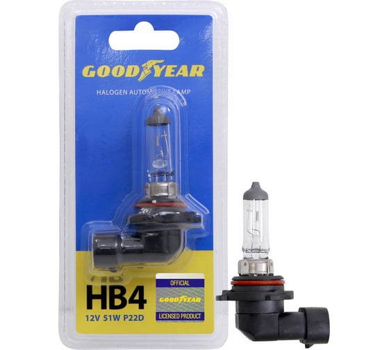 Автомобильная галогенная лампа Goodyear НB4, 12 В, 51 Вт, P22d GY010041
