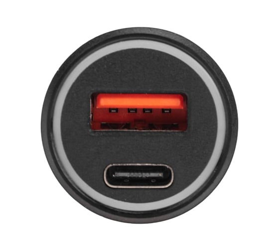 Автозарядка в прикуриватель REXANT АЗУ USB-A (QC 3.0)+USB-C (PD), 38Вт черная 18-1200