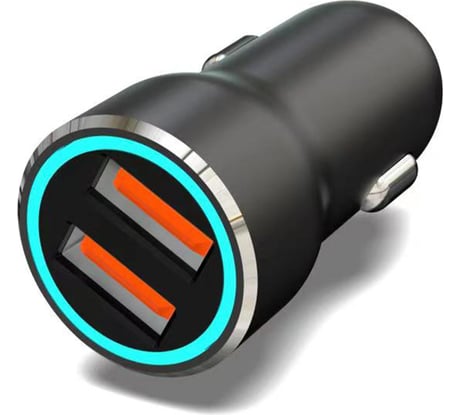 Автомобильное зарядное устройство REXANT c двумя портами (USB-A + USB-A) c LED-подсветкой, 12Вт 18-2242-5