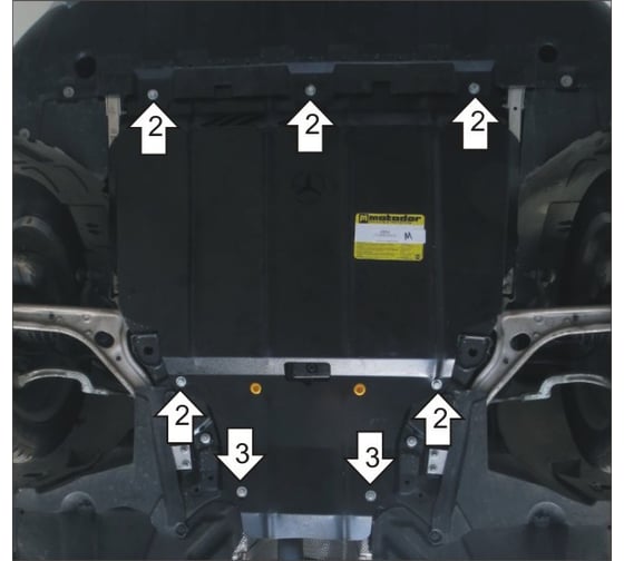 Стальная защита MOTODOR 2 мм Д,КПП, Mercedes-Benz GLA 200, 2014-2019 гг.. 71202