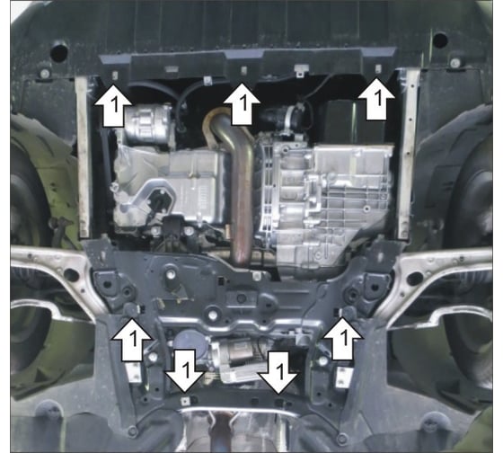 Стальная защита MOTODOR 2 мм Д,КПП, Mercedes-Benz GLA 200, 2014-2019 гг.. 71202