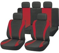 Чехлы на сиденья SKYWAY Forward-4 полиэстер/сетка, 9 предметов, черно/красный S01301132