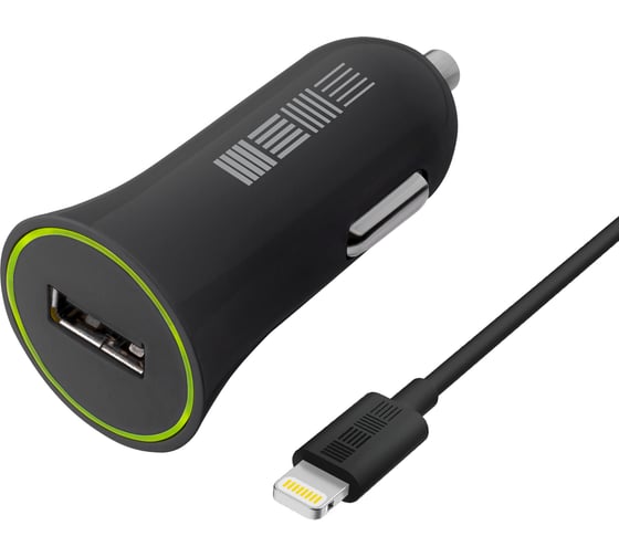 Автомобильное зарядное устройство от прикуривателя Interstep для Iphone, 8pin, 1000 мА, черный B201 45339