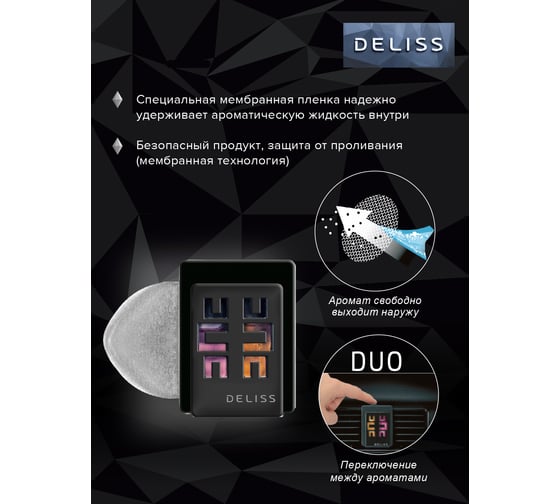Мембранный освежитель воздуха для автомобиля Deliss DUO Romance и Joy 2 аромата AUTOD004.03/01
