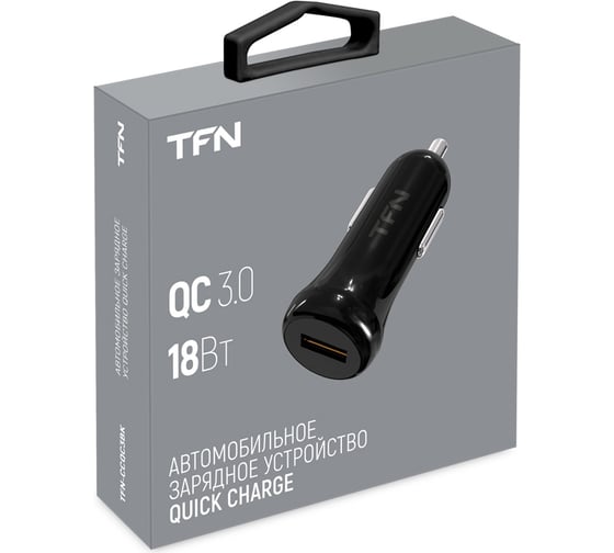 Автомобильное зарядное устройство TFN QC 3.0 без кабеля, черное TFN-CCQC3BK