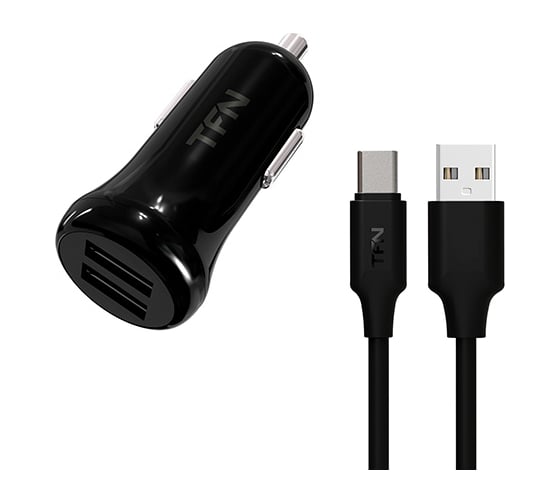 Автомобильное зарядное устройство TFN 2хUSB, 2.4 A, кабель TypeC TFN-CC2U24AUSBCBK 1
