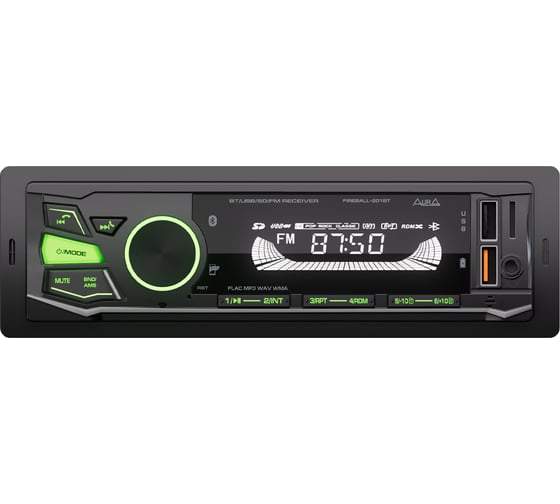 Ресивер AurA USB/SD/MMC 4x51w, FLAC, 2xUSB/micro SD/BT, APP, 2 RCA, зелёная подсветка FIREBALL-201BT