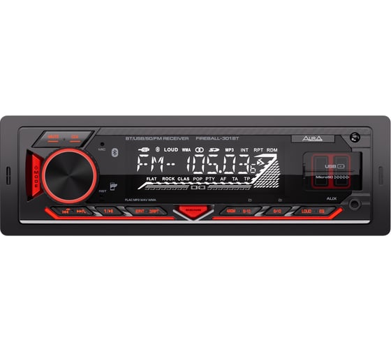 Ресивер AurA USB/SD 4x51w, FLAC, 2xUSB/BT, APP, 2 RCA, красная подсветка FIREBALL-301BT