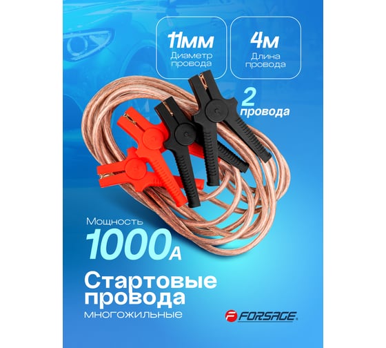 Стартовые провода Forsage 1000 А, 4 м F-FBC-1000(61231)