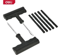 Ремкомплект для бескамерных шин DELI DL120001 (шило, рашпиль, 5 резиновых жгутов) 168158