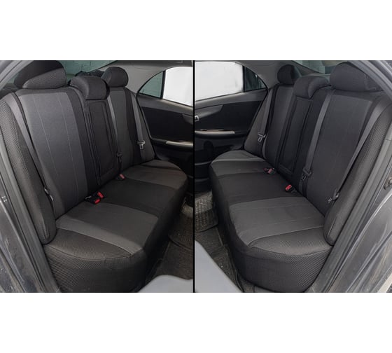 Чехлы на сиденья SKYWAY NEXT для TOYOTA COROLLA 2006-2013 г.в., седан, жаккард, 15 предметов, темно-серый, левый руль S01306028