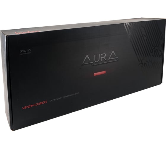 Усилитель мощности AurA 1-канальный, 1x1200Вт 4_, 1x2300Вт 2_, 1x3500 1_ RMS, 20—250Hz, 480x183x62мм VENOM-D3500