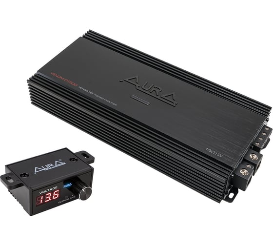 Усилитель мощности AurA 1-канальный, 1x650Вт 4_, 1x1000Вт 2_, 1x1500 1_ RMS, 20—250Hz, 337x158x56м VENOM-D1500 1