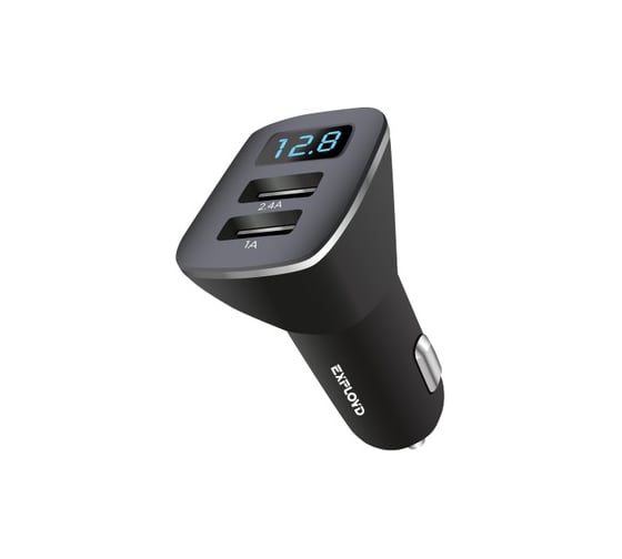 Автомобильное зарядное устройство Exployd 2 USB Display черный EX-Z-792