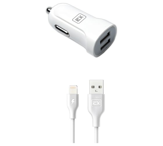Автомобильное зарядное устройство Exployd 2 USB кабель 8-pin белый EX-Z-585