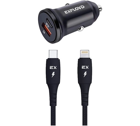 Автомобильное зарядное устройство Exployd PD 18 W 1 USB 1 Type-C черный EX-Z-1133