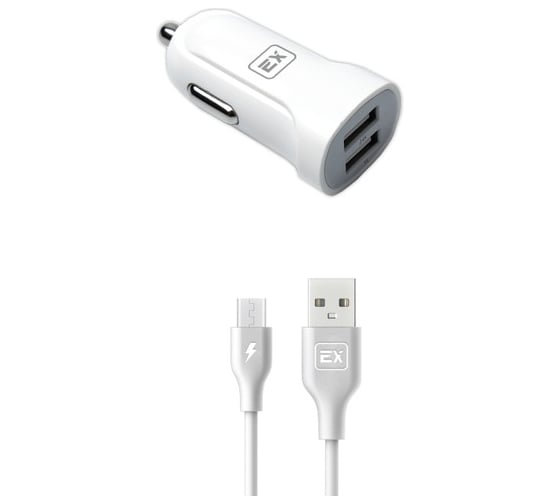 Автомобильное зарядное устройство Exployd 2 USB кабель MicroUSB 2.4 А белый EX-Z-583 1