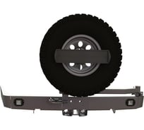 Бампер силовой задний STC Lexus GX470 с квадратом под фаркоп, кронштейном крепления запасного колеса по центру и кронштейном крепления гос номера STC-LGX470-BR-C1