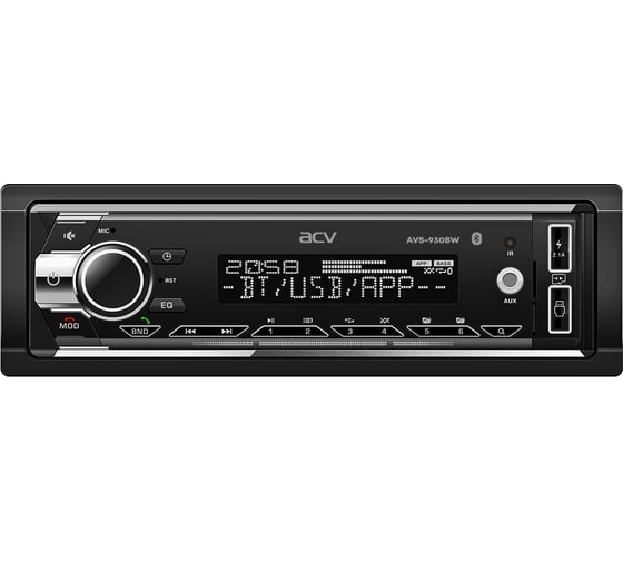 Магнитола ACV (1din/белая/BT/2USB/AUX/SD/FM/3RCA/SUB/QC/4*50) AVS-930BW