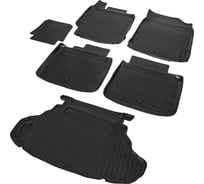 Коврики в салон и в багажник автомобиля Rival для Toyota Camry XV50 рестайлинг седан (кроме Prestige и Lux) 2014-2018, полиуретан, с крепежом, 6 шт., K15701003-2