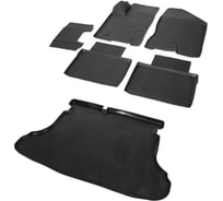 Коврики в салон и в багажник автомобиля Rival для Lada Vesta седан 2015-н.в./Vesta Cross седан 2017-н.в., полиуретан, с крепежом, 6 шт., K16006001-2