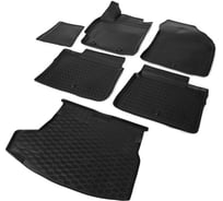 Коврики в салон и в багажник автомобиля Rival для Toyota Corolla E160, E170 седан 2012-2019, полиуретан, с крепежом, 6 шт., K15702003-1