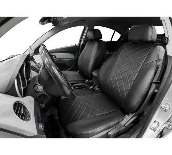 Авточехлы Rival Ромб (зад. спинка 40/60) Toyota Camry XV70 седан 2018-, эко-кожа, черные, SC.5710.2