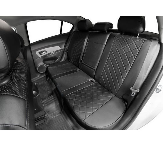 Авточехлы Rival Ромб (зад. спинка 40/60) Toyota Camry XV70 седан 2018-, эко-кожа, черные, SC.5710.2