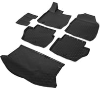 Коврики в салон и в багажник автомобиля Rival для Ford Fiesta VI рестайлинг хэтчбек 2015-2019, полиуретан, с крепежом, 6 шт., K11805002-1