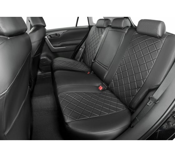 Авточехлы Rival Ромб (зад. спинка 40/60) Toyota RAV4 XA50 2019-н.в., эко-кожа, черные, SC.5711.2