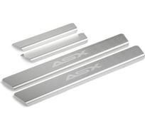 Накладки на пороги Rival для Mitsubishi ASX 2010-2019/2020-н.в., нержавеющая сталь, с надписью, 4 шт. NP.4011.3