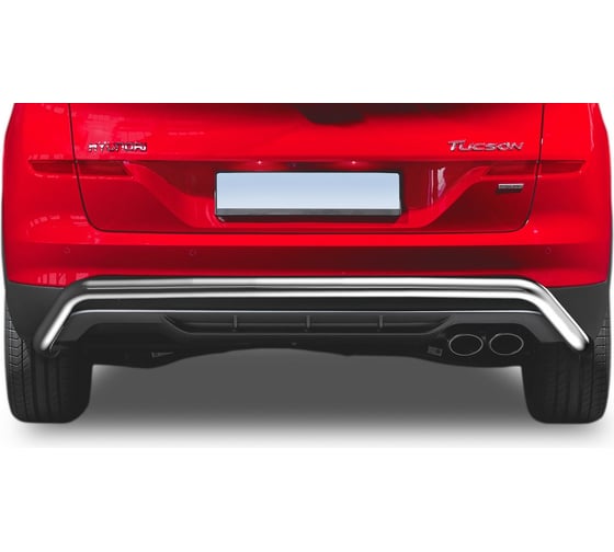 Защита заднего бампера Rival d57 скоба для Hyundai Tucson III рестайлинг (кроме High-Tech Plus и N-Line) 2018-н.в., нерж. сталь, R.2311.009 1