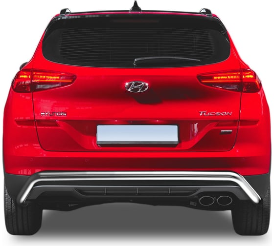 Защита заднего бампера Rival d57 скоба для Hyundai Tucson III рестайлинг (кроме High-Tech Plus и N-Line) 2018-н.в., нерж. сталь, R.2311.009