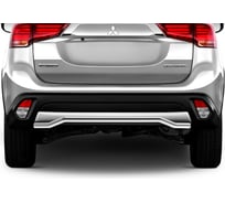 Защита заднего бампера Rival d42 волна для Mitsubishi Outlander III рестайлинг 2018-н.в., нерж. сталь, R.4015.003