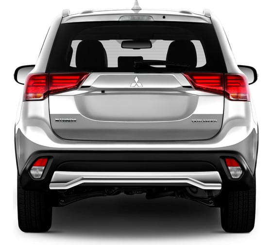 Защита заднего бампера Rival d42 волна для Mitsubishi Outlander III рестайлинг 2018-н.в., нерж. сталь, R.4015.003