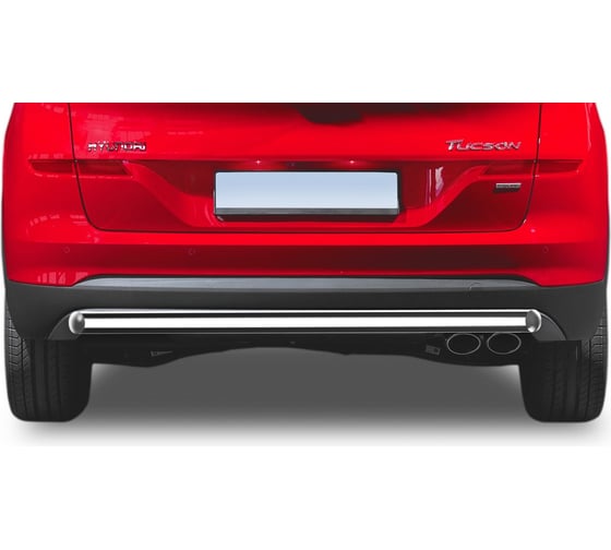 Защита заднего бампера Rival d57 для Hyundai Tucson III рестайлинг (кроме High-Tech Plus и N-Line) 2018-н.в., нерж. сталь, R.2311.006