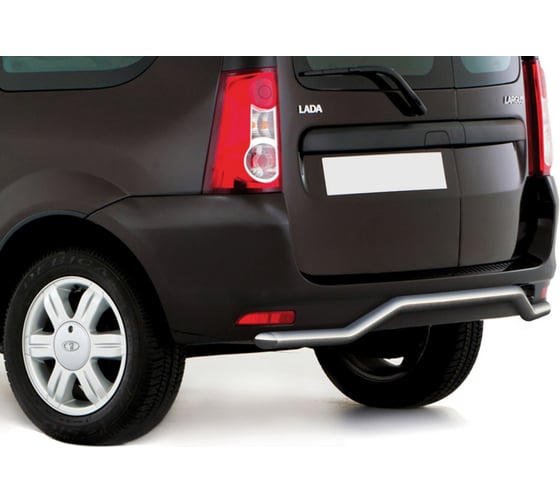 Защита заднего бампера Rival d42 волна для Lada Largus 2012-2021, нерж. сталь, R.6001.007 1